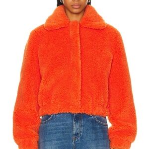 Moschino Jeans Vibrant Orange Teddy Jacket